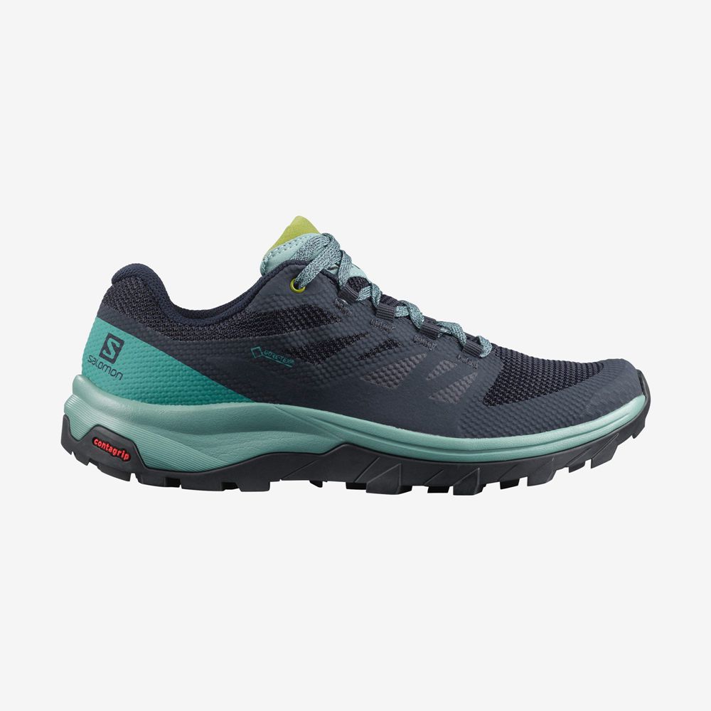 SALOMON UK OUTLINE GORE-TEX - Womens Hiking Shoes Dark Denim,WYGV34769